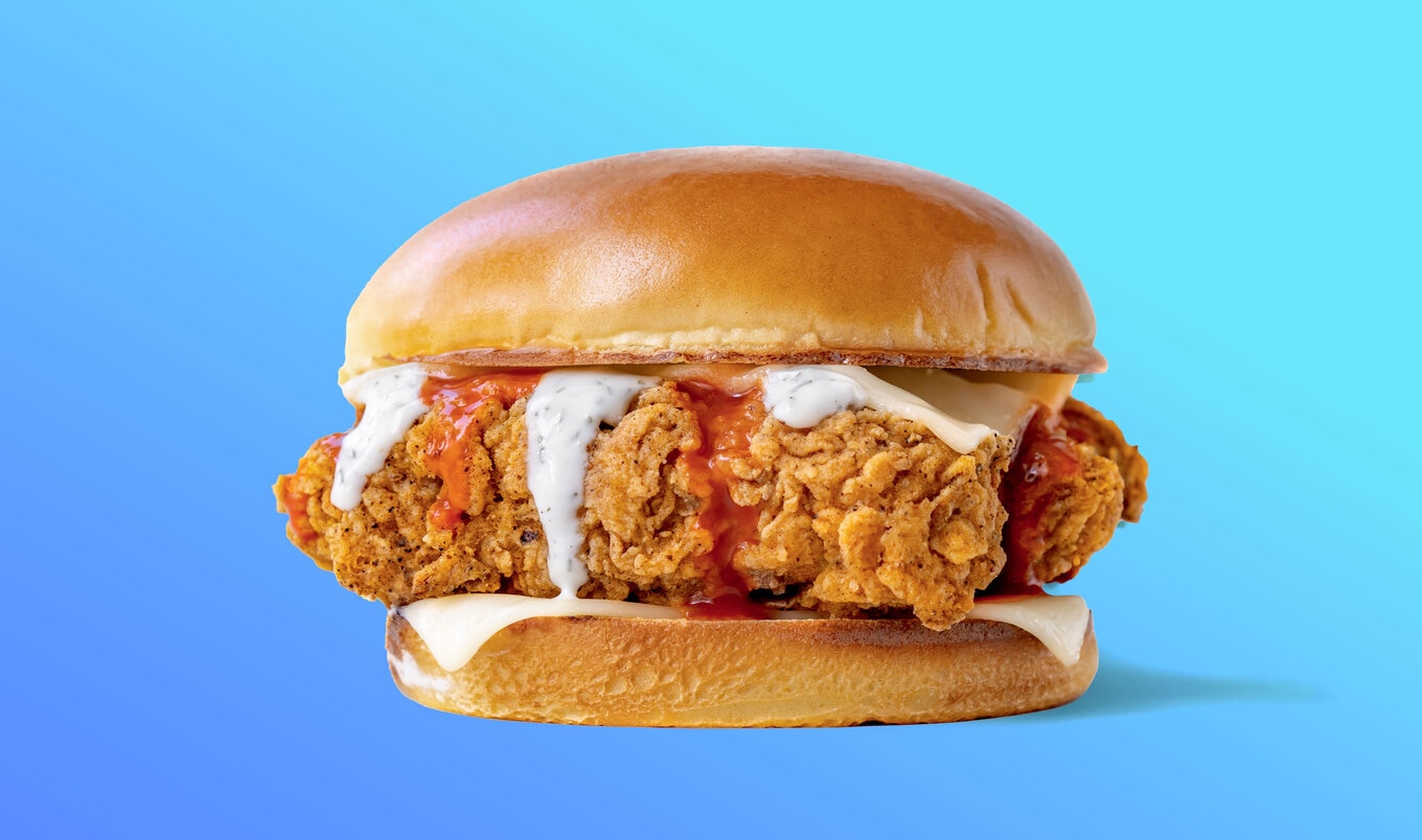 Vegan Copycat Whataburger Buffalo Ranch Chicken Strip Sandwich VegNews
